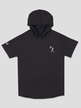 Baseballism Flag Man Short Sleeve Hoodie Black Color Youth Small